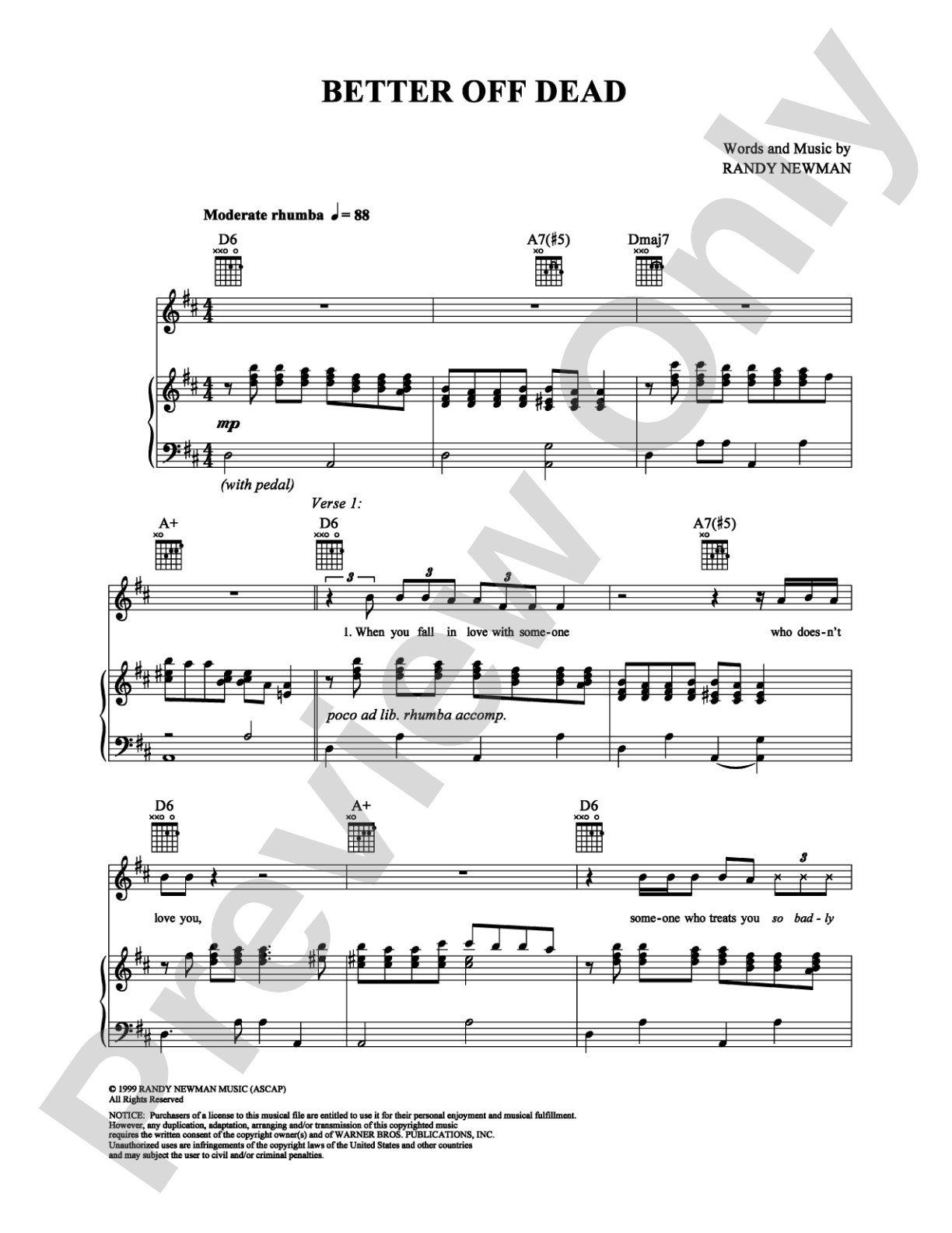 Better Off Dead: Piano/Vocal/Chords Digital Sheet Music