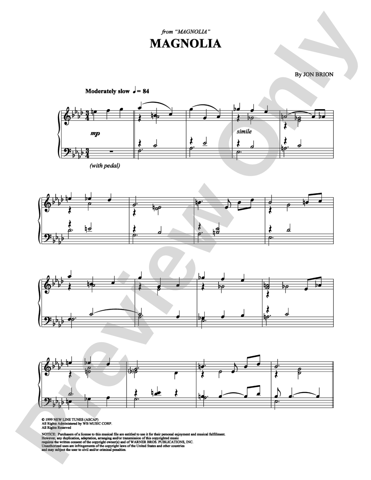 Magnolia: Piano Digital Sheet Music