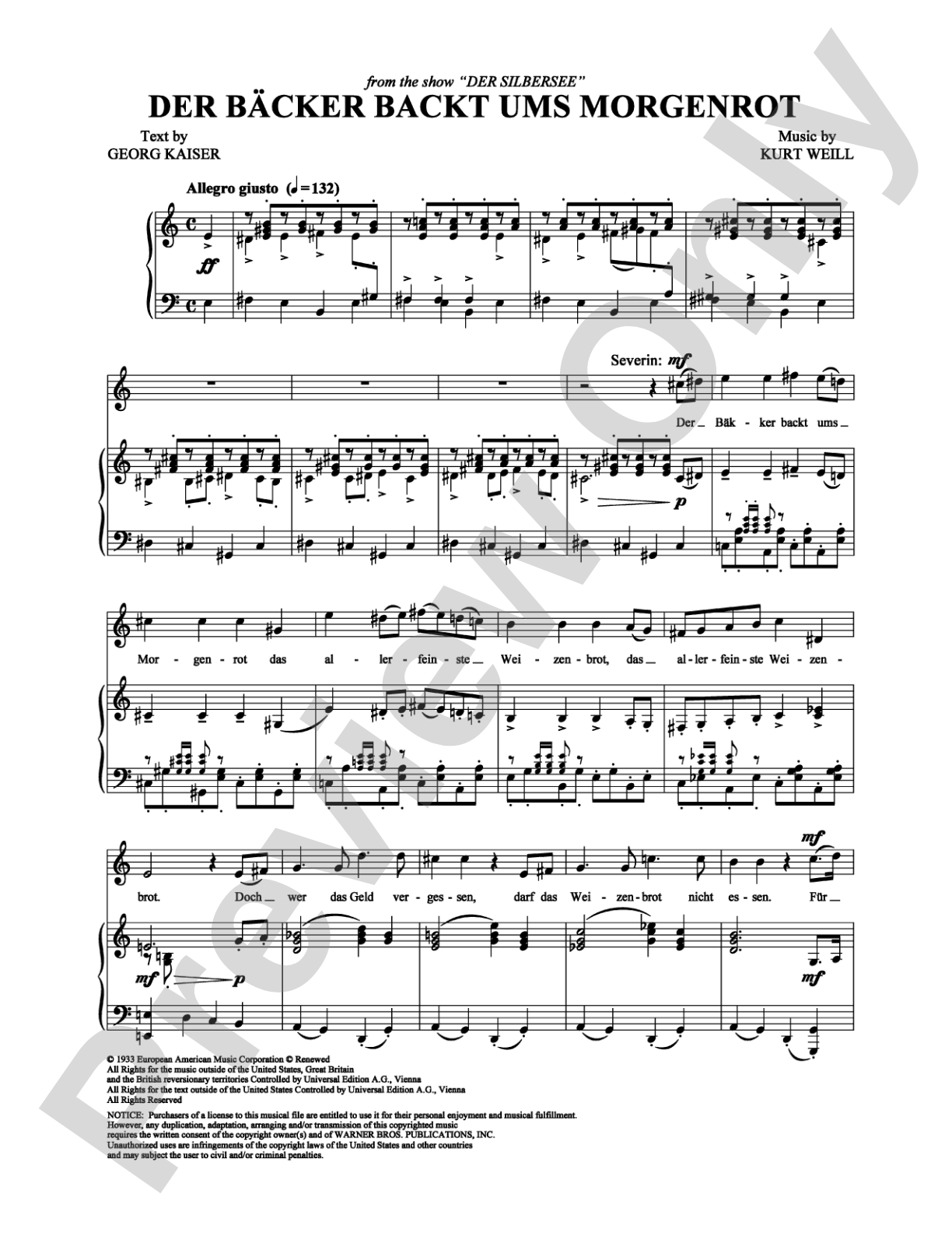 Der Backer backt ums Morgenrot: Piano/Vocal/Chords Digital Sheet Music