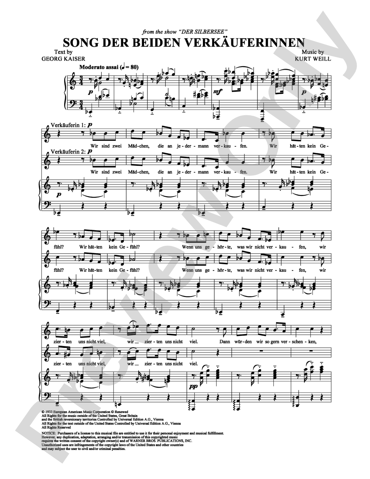 Song der beiden VerkG-uferinnen: Piano/Vocal/Chords Digital Sheet Music