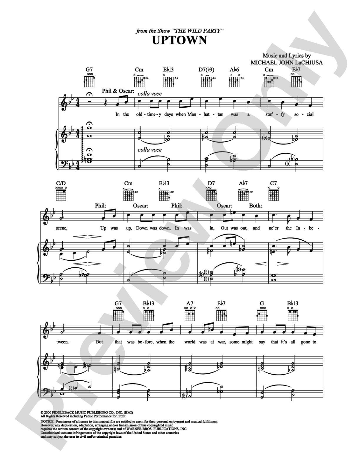 Uptown: Piano/Vocal/Chords Digital Sheet Music