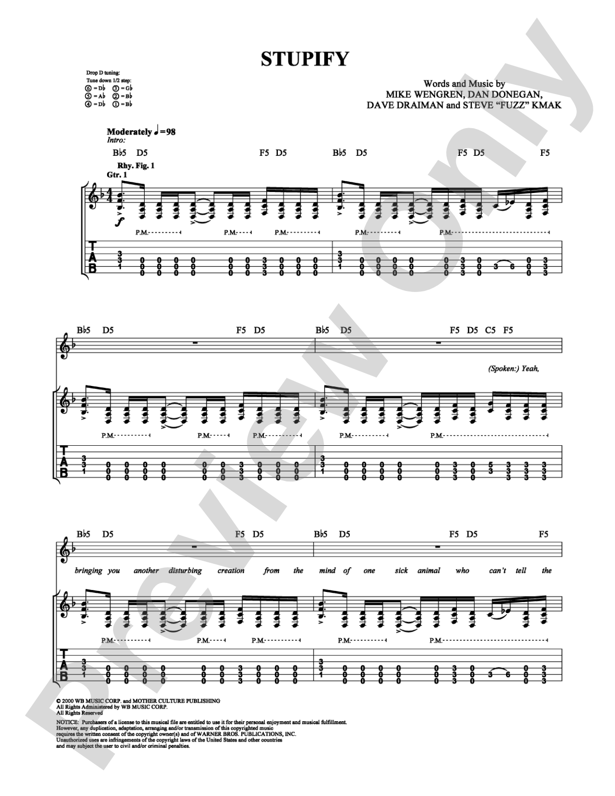 Stupify: Guitar TAB Digital Sheet Music