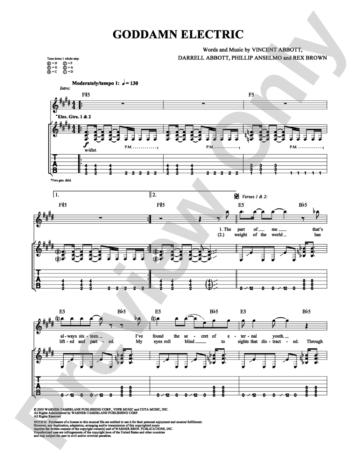 Goddamn Electric: Guitar TAB Digital Sheet Music