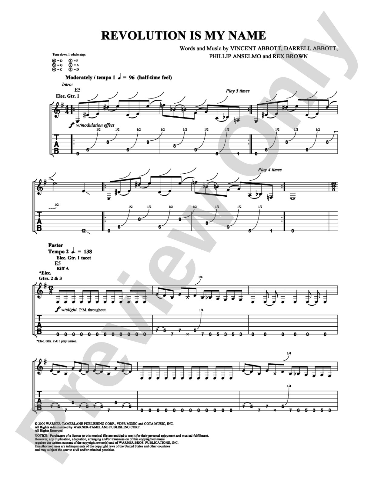 Revolution Is My Name: Guitar TAB Digital Sheet Music