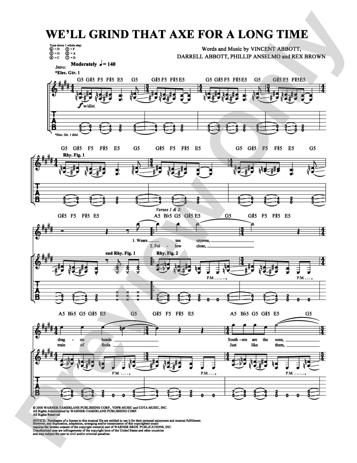 We'll Grind That Axe for a Long Time: Guitar TAB Digital Sheet Music