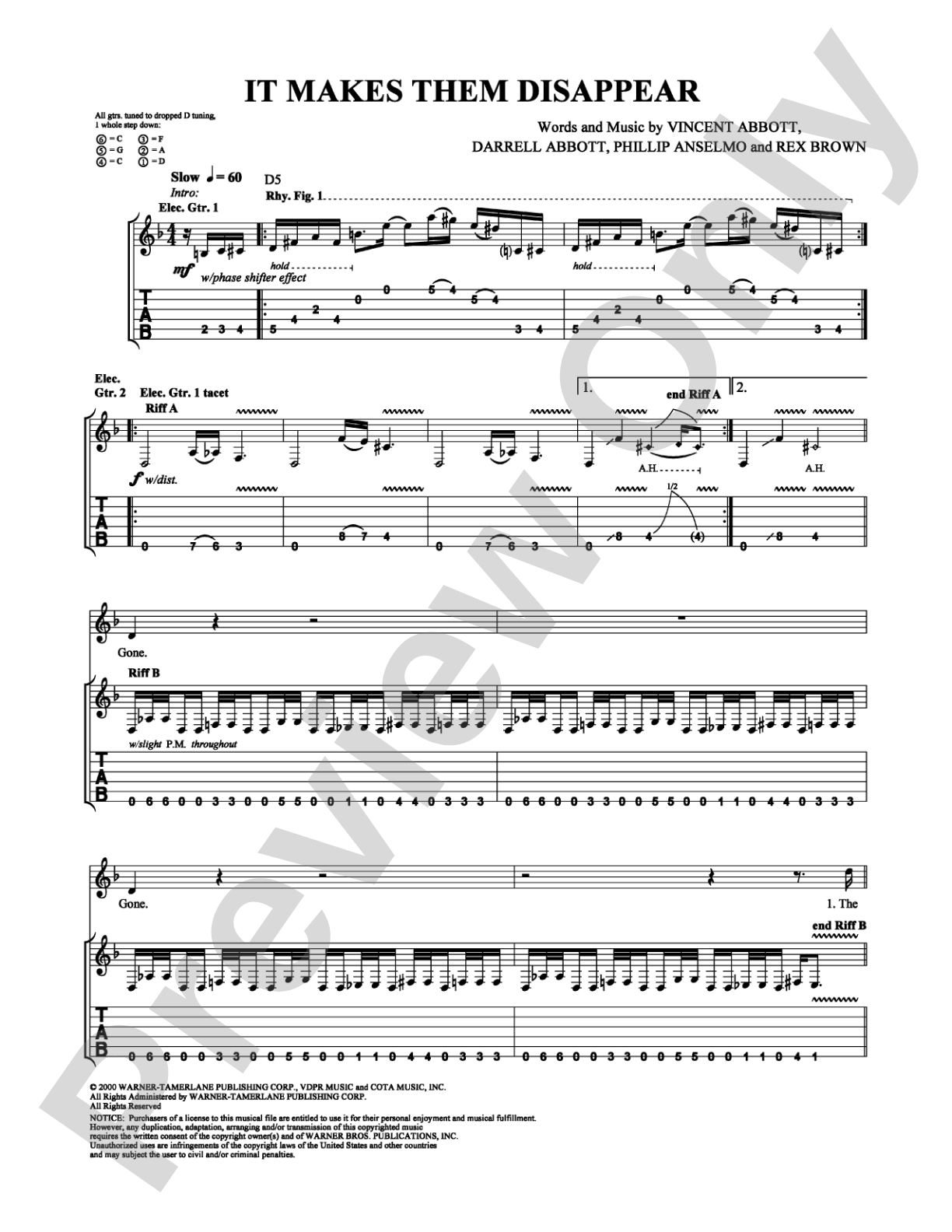 It Makes Them Disappear: Guitar TAB Digital Sheet Music