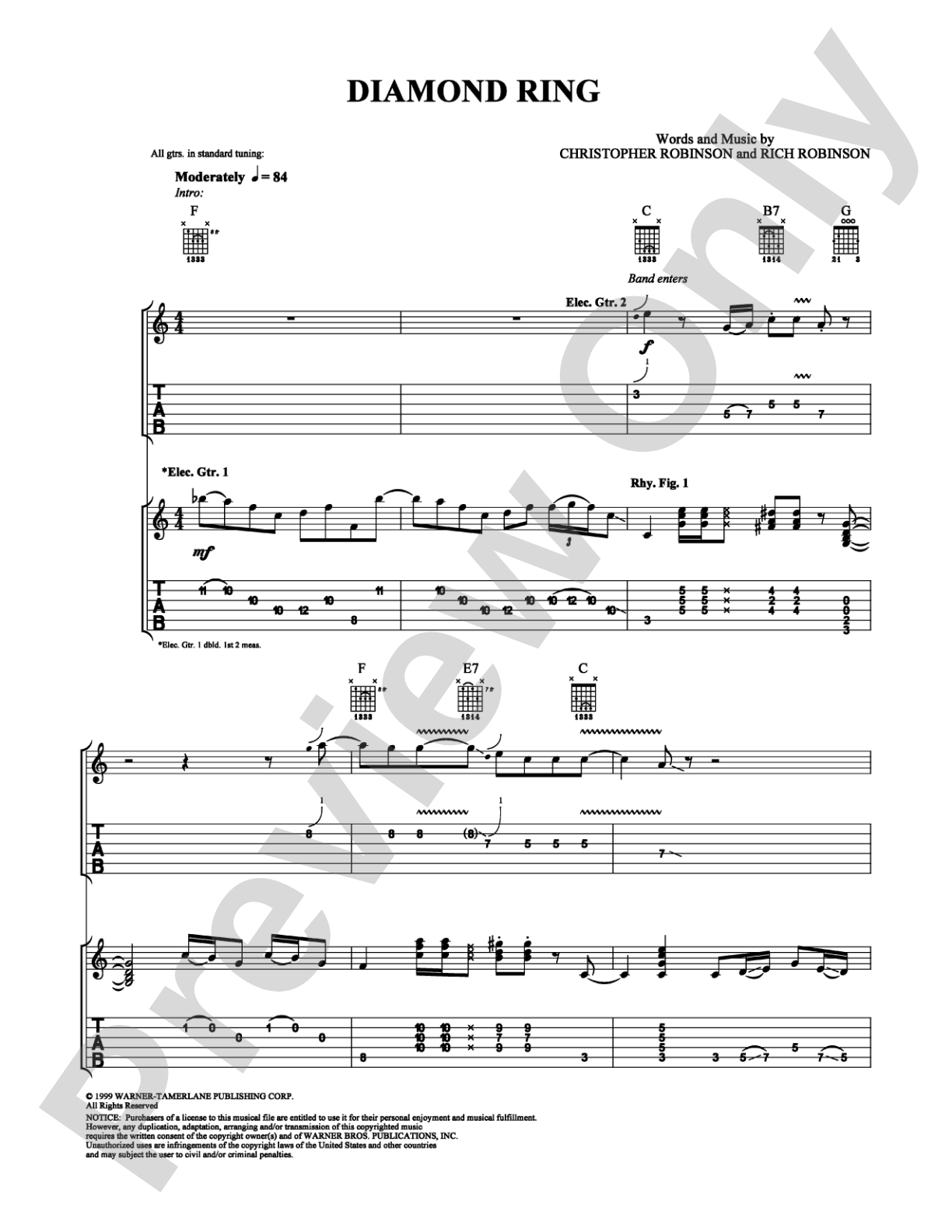 Diamond Ring: Guitar TAB Digital Sheet Music