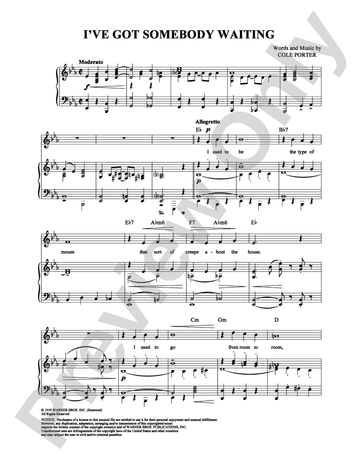 I've Got Somebody Waiting: Piano/Vocal/Chords Digital Sheet Music