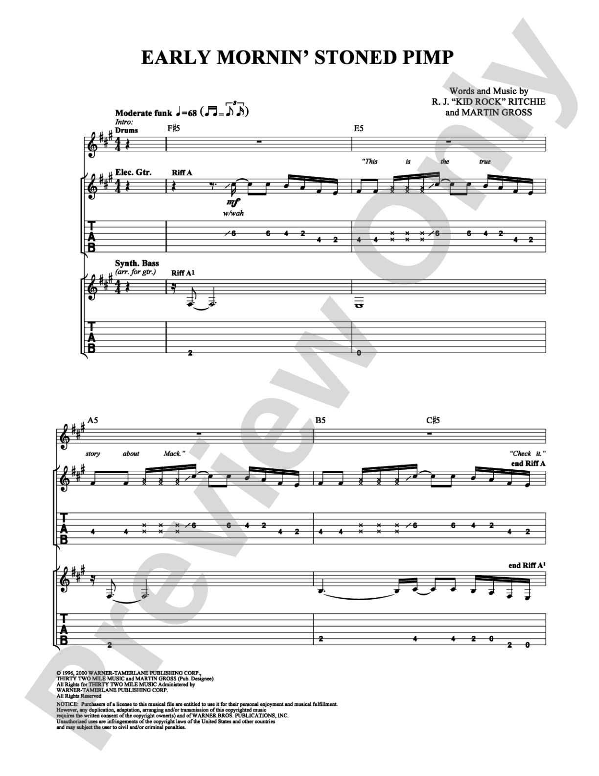 Early Mornin' Stoned Pimp: Guitar TAB Digital Sheet Music
