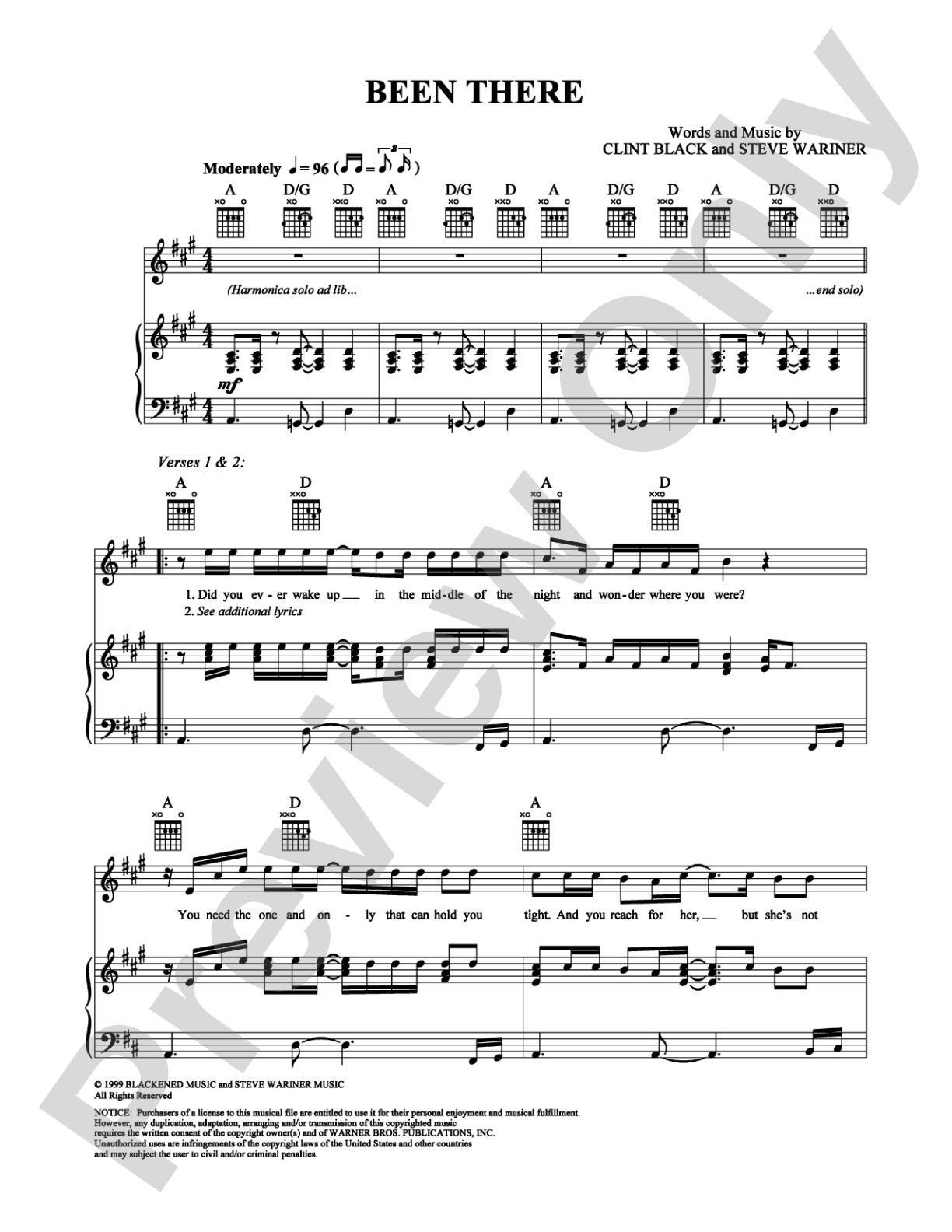 Been There: Piano/Vocal/Chords Digital Sheet Music