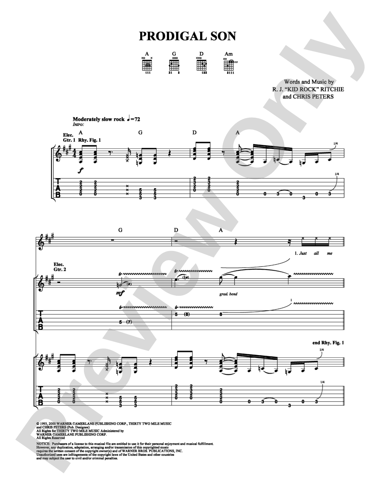 Prodigal Son: Guitar TAB Digital Sheet Music
