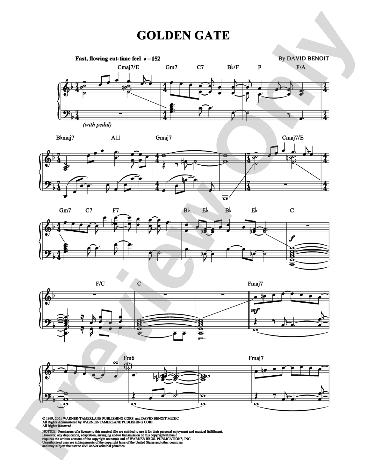 Golden Gate: Piano Digital Sheet Music