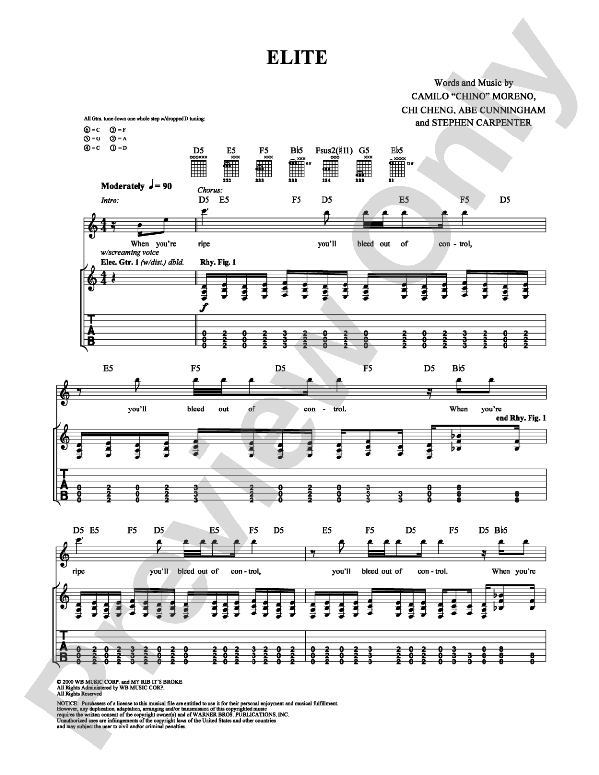 Elite: Guitar TAB Digital Sheet Music