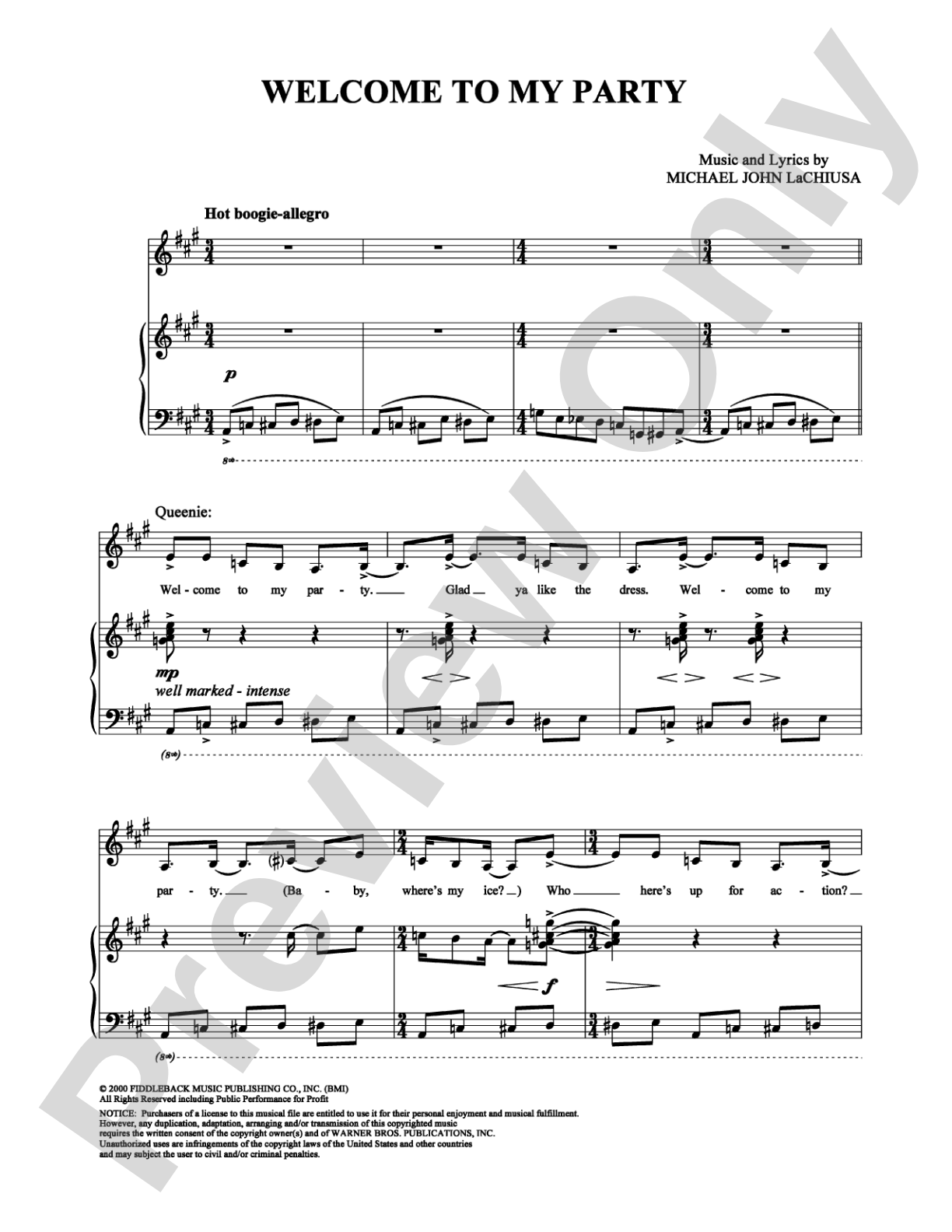 Welcome to My Party: Piano/Vocal/Chords Digital Sheet Music