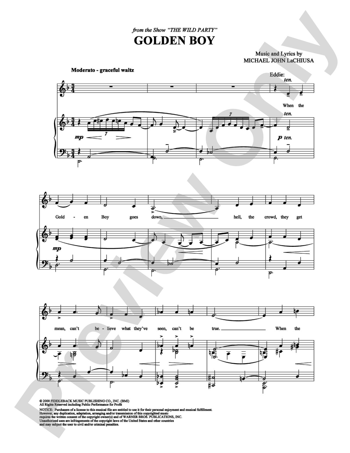 Golden Boy: Piano/Vocal/Chords Digital Sheet Music