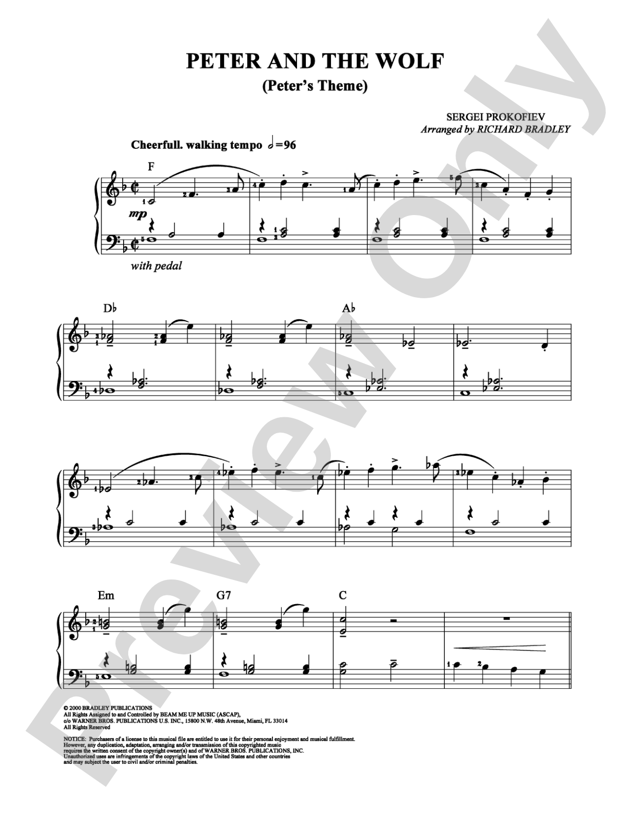 Peter and the Wolf: Easy Piano Digital Sheet Music
