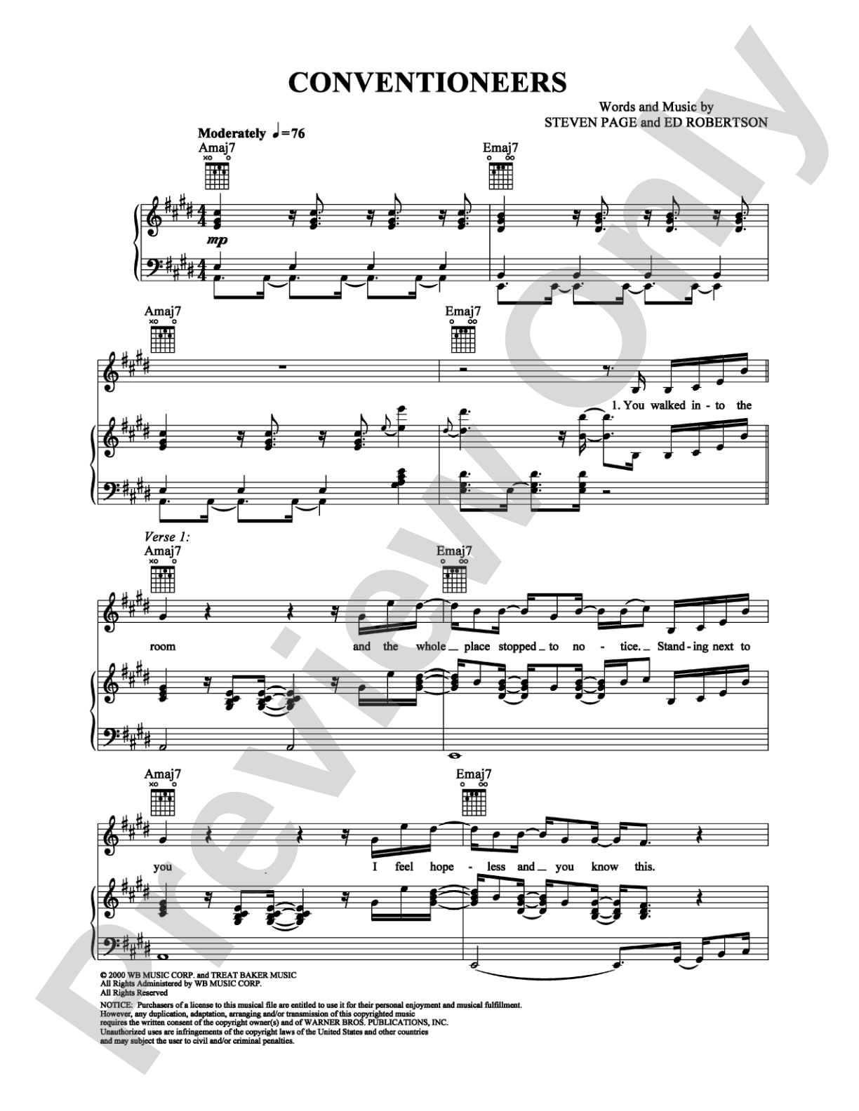 Conventioneers: Piano/Vocal/Chords Digital Sheet Music
