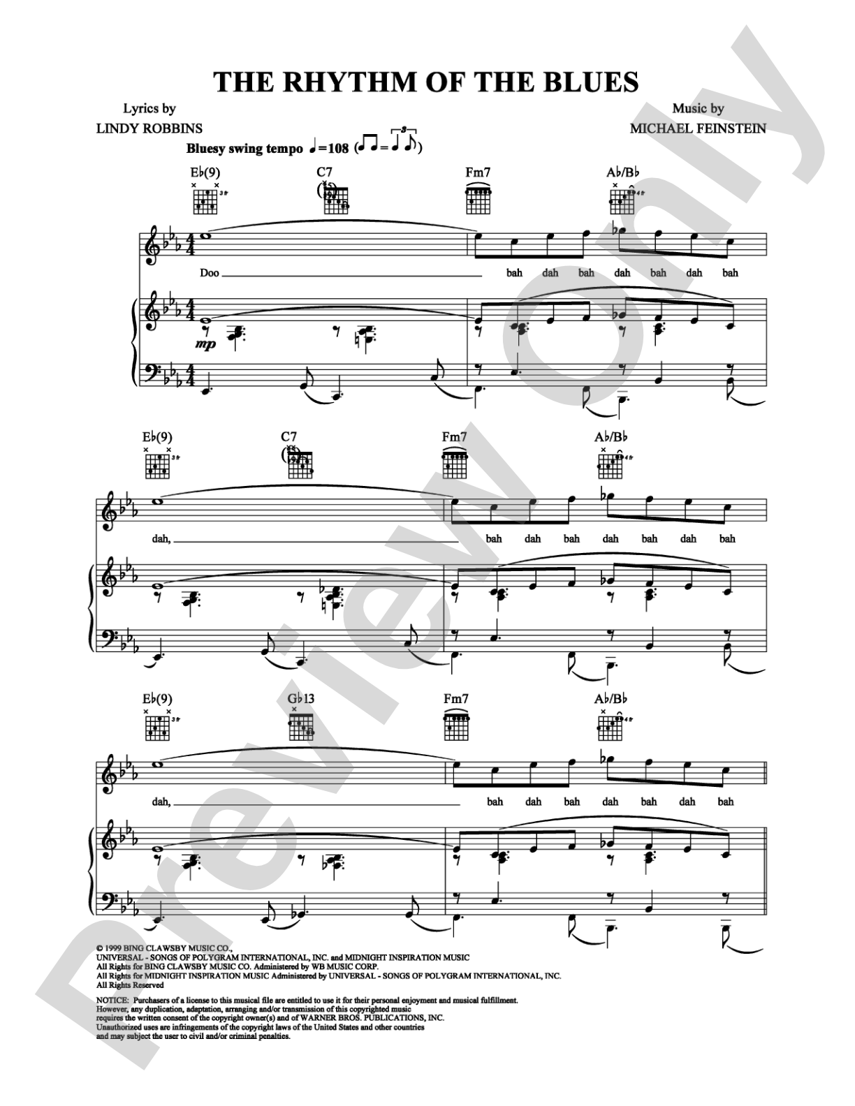 The Rhythm of the Blues: Piano/Vocal/Chords Digital Sheet Music