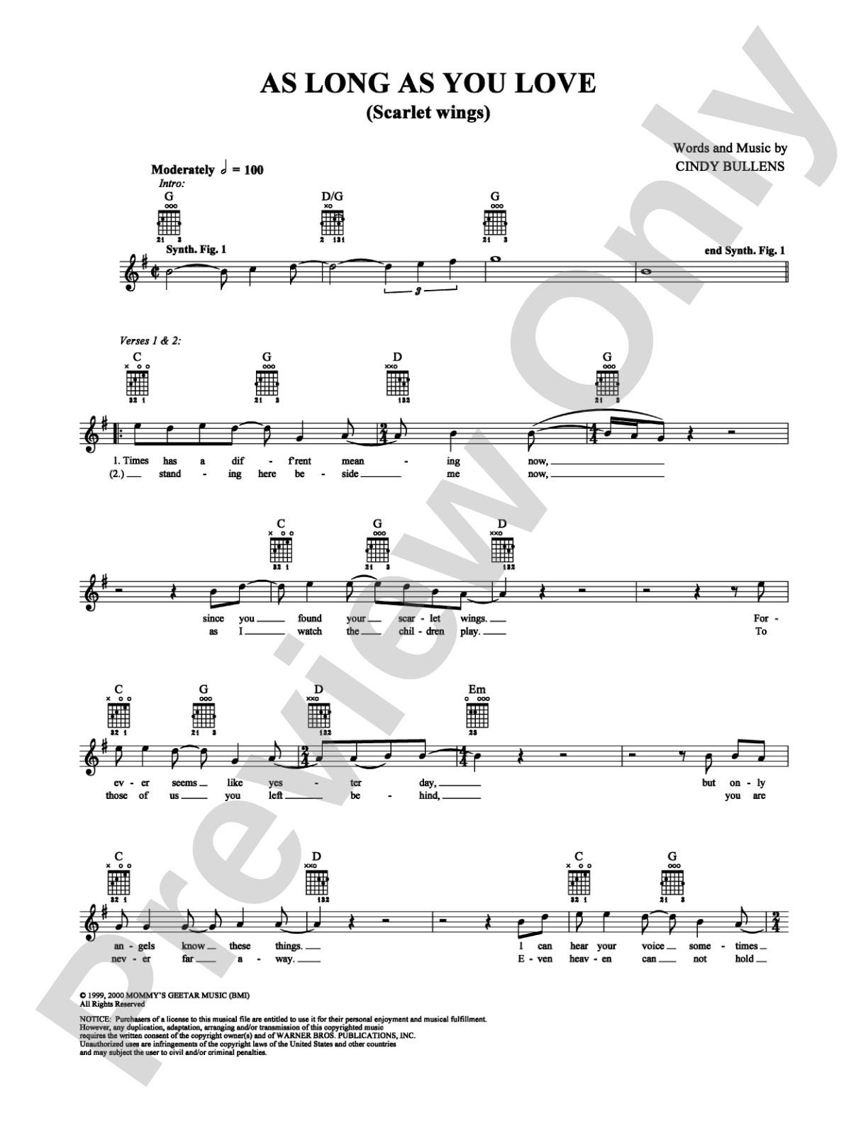 As Long as You Love (Scarlet Wings): Guitar TAB Digital Sheet Music