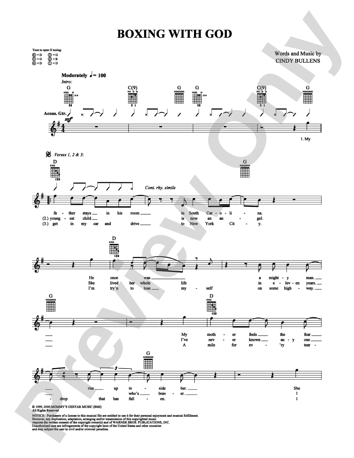 Boxing with God: Guitar TAB Digital Sheet Music