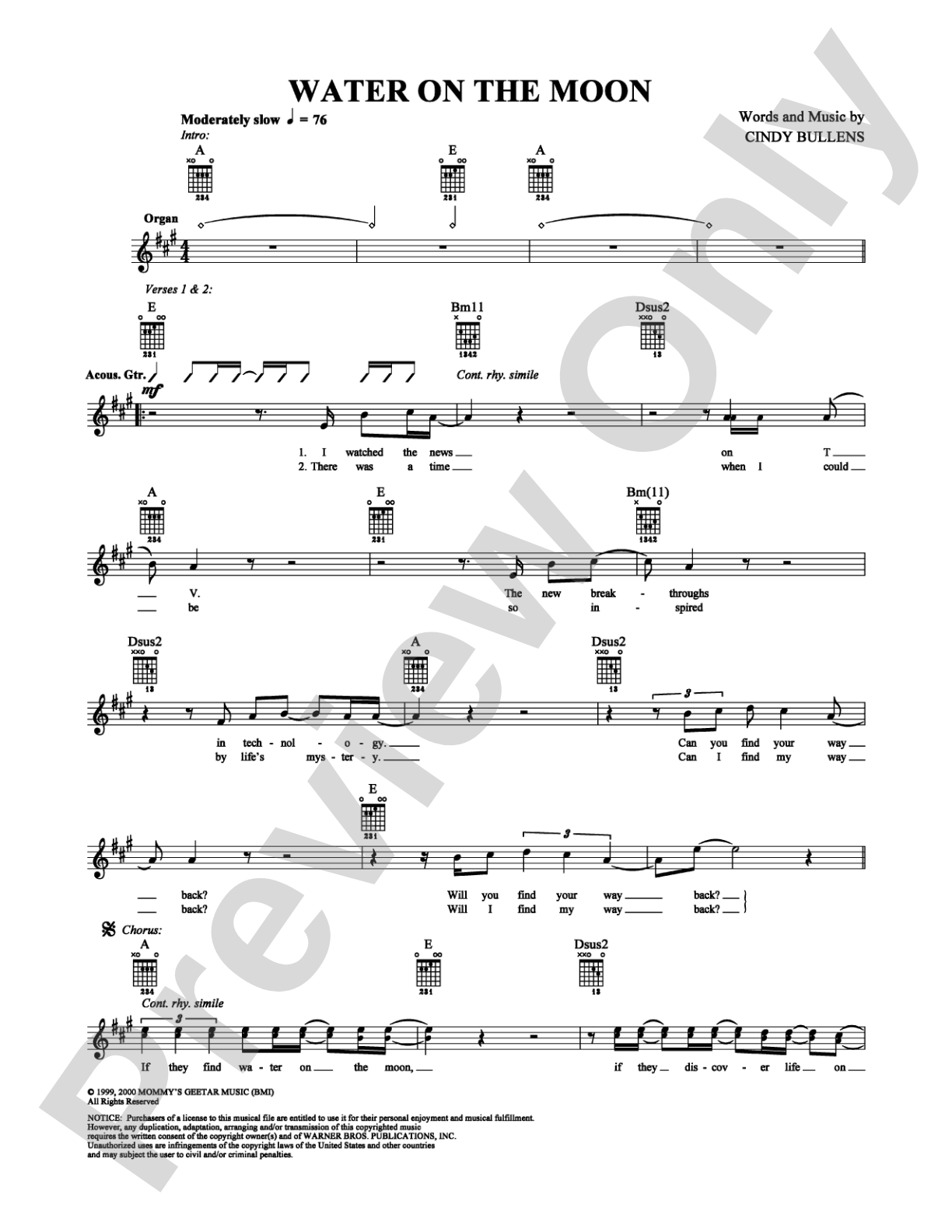 Water on the Moon: Guitar TAB Digital Sheet Music