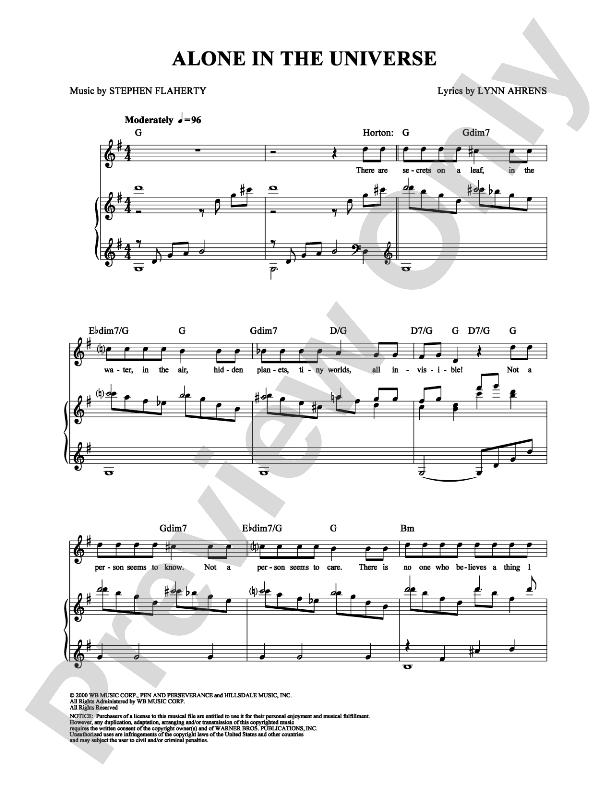 Alone in the Universe: Piano/Vocal/Chords Digital Sheet Music