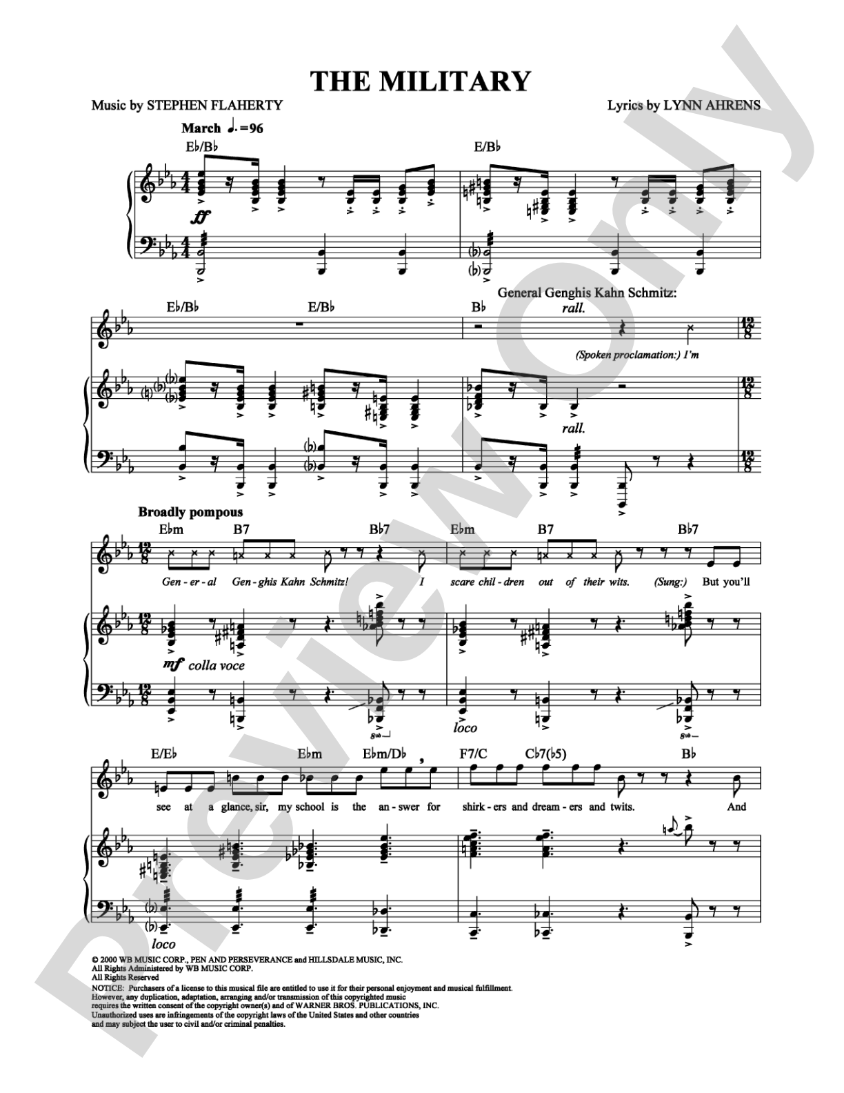 The Military: Piano/Vocal/Chords Digital Sheet Music