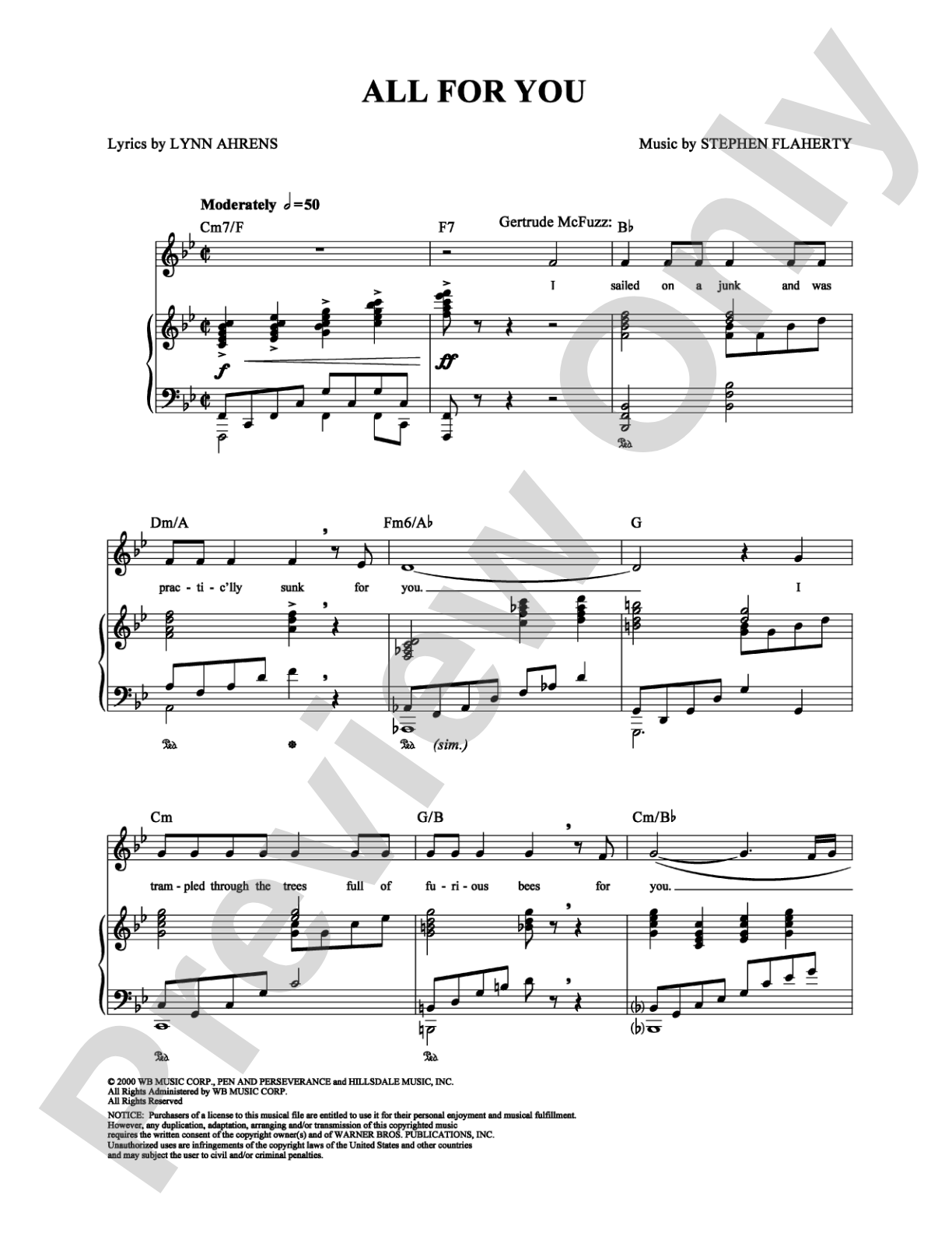 All for You: Piano/Vocal/Chords Digital Sheet Music