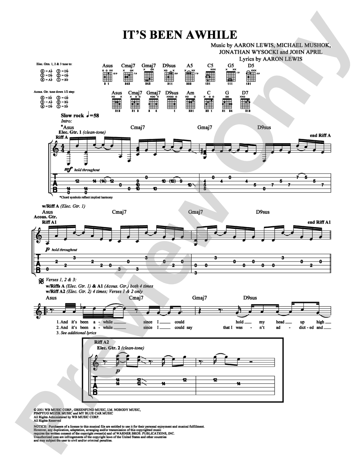 It's Been Awhile: Guitar TAB Digital Sheet Music