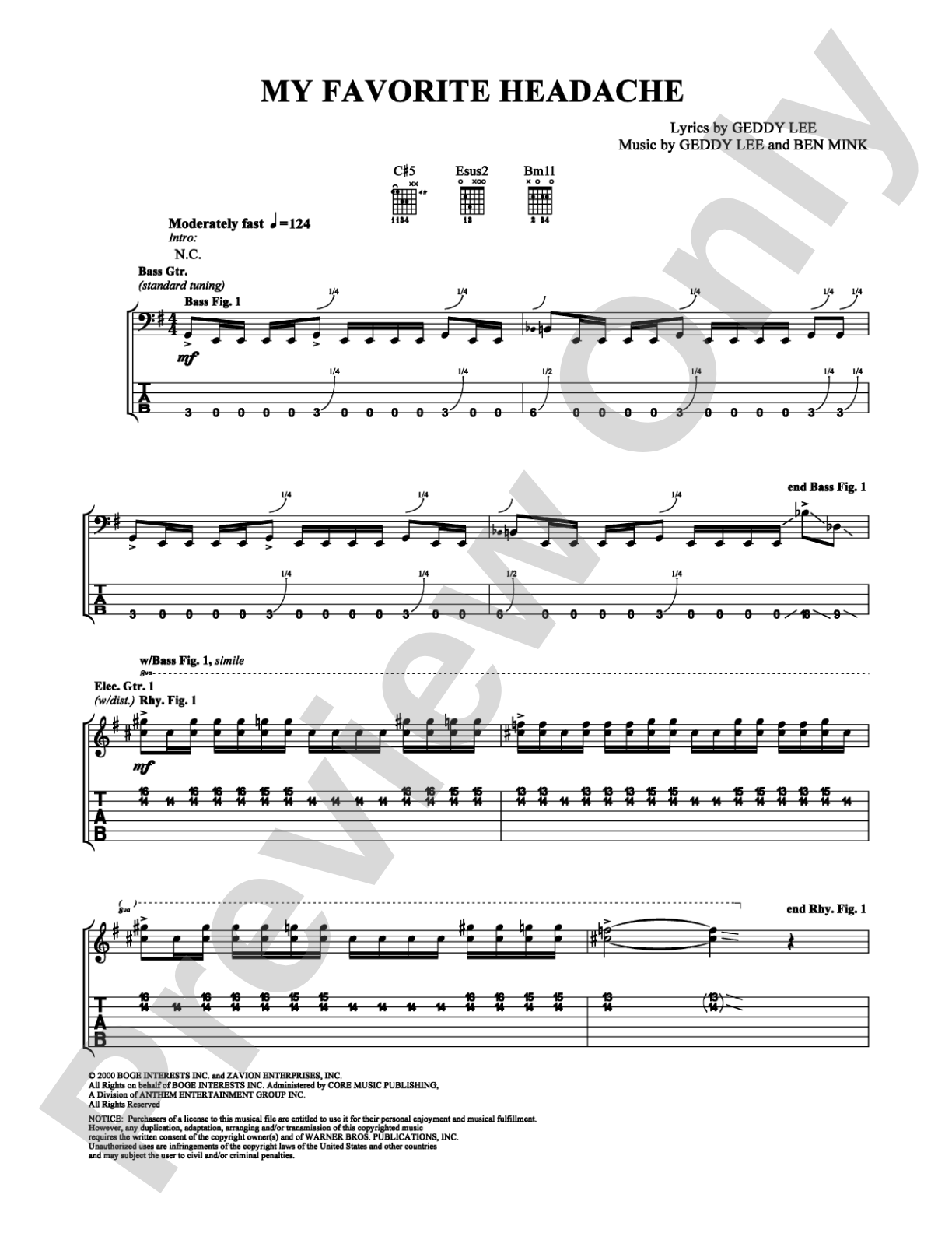 My Favorite Headache: Guitar TAB Digital Sheet Music