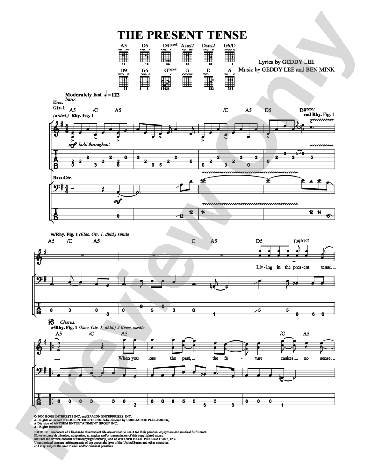 The Present Tense: Guitar TAB Digital Sheet Music