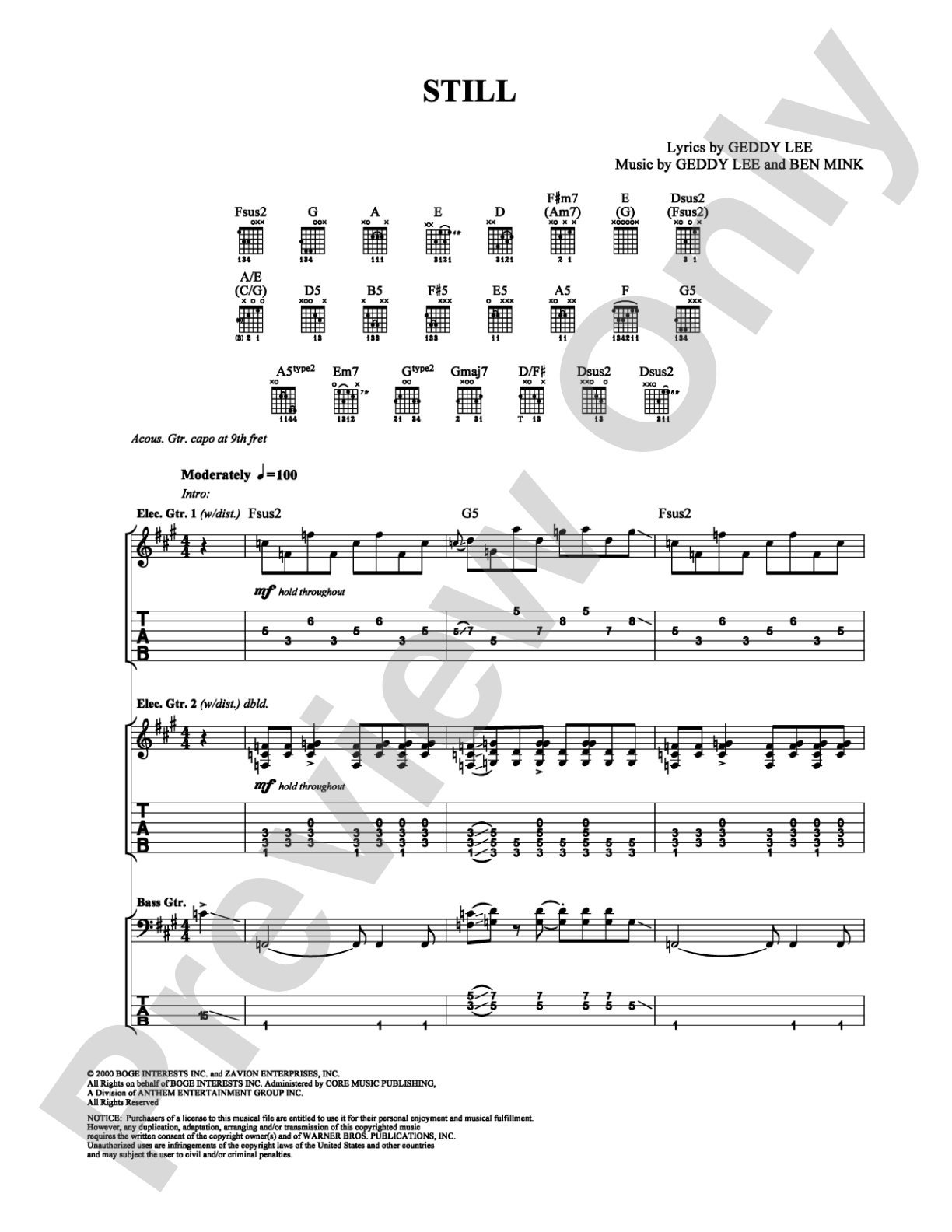 Still: Guitar TAB Digital Sheet Music