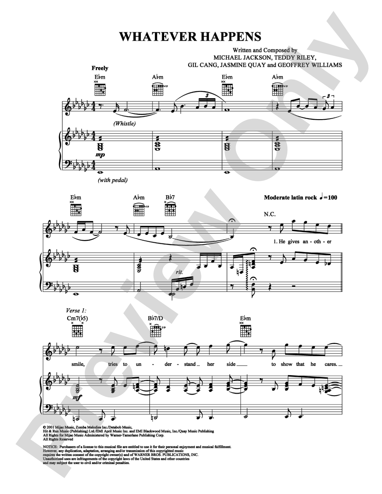 Whatever Happens: Piano/Vocal/Chords Digital Sheet Music