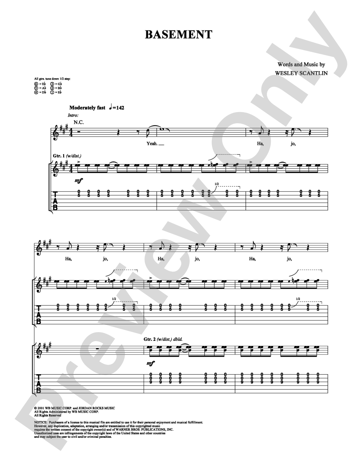 Basement: Guitar TAB Digital Sheet Music