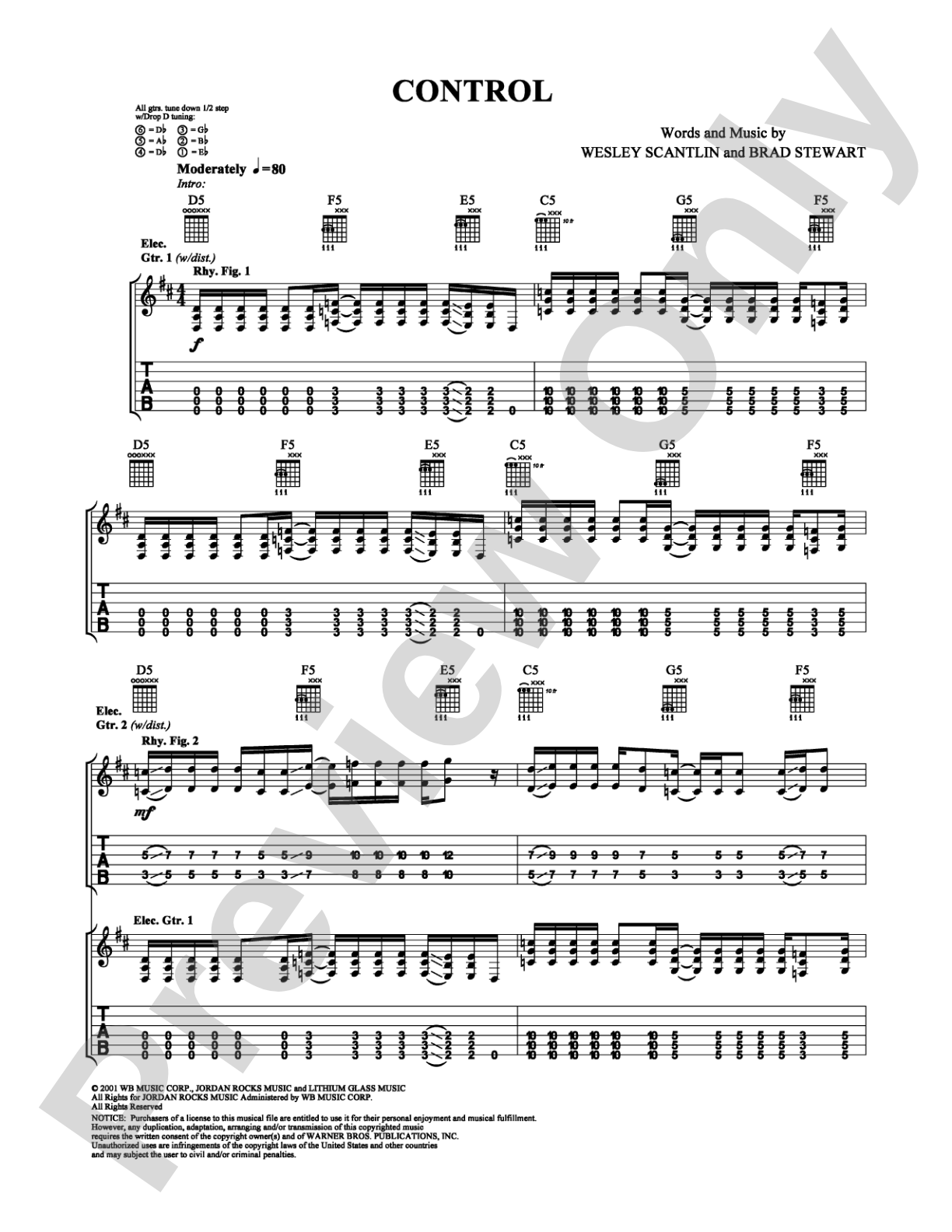 Control: Guitar TAB Digital Sheet Music