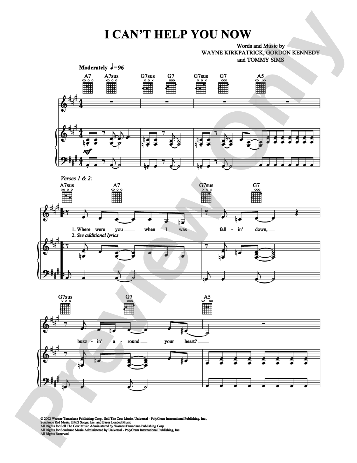I Can't Help You Now: Piano/Vocal/Chords Digital Sheet Music
