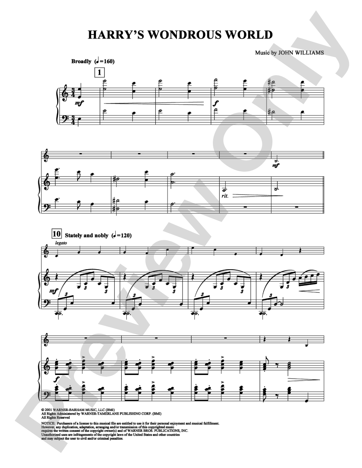 Harry's Wondrous World: Piano Digital Sheet Music
