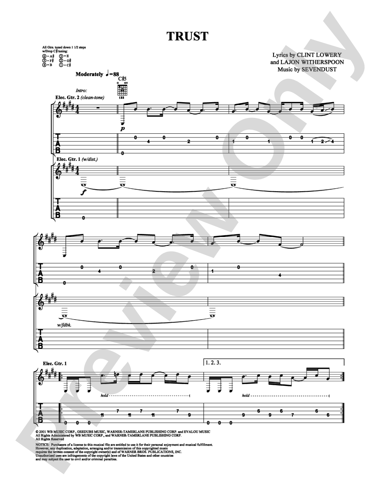 Trust: Guitar TAB Digital Sheet Music
