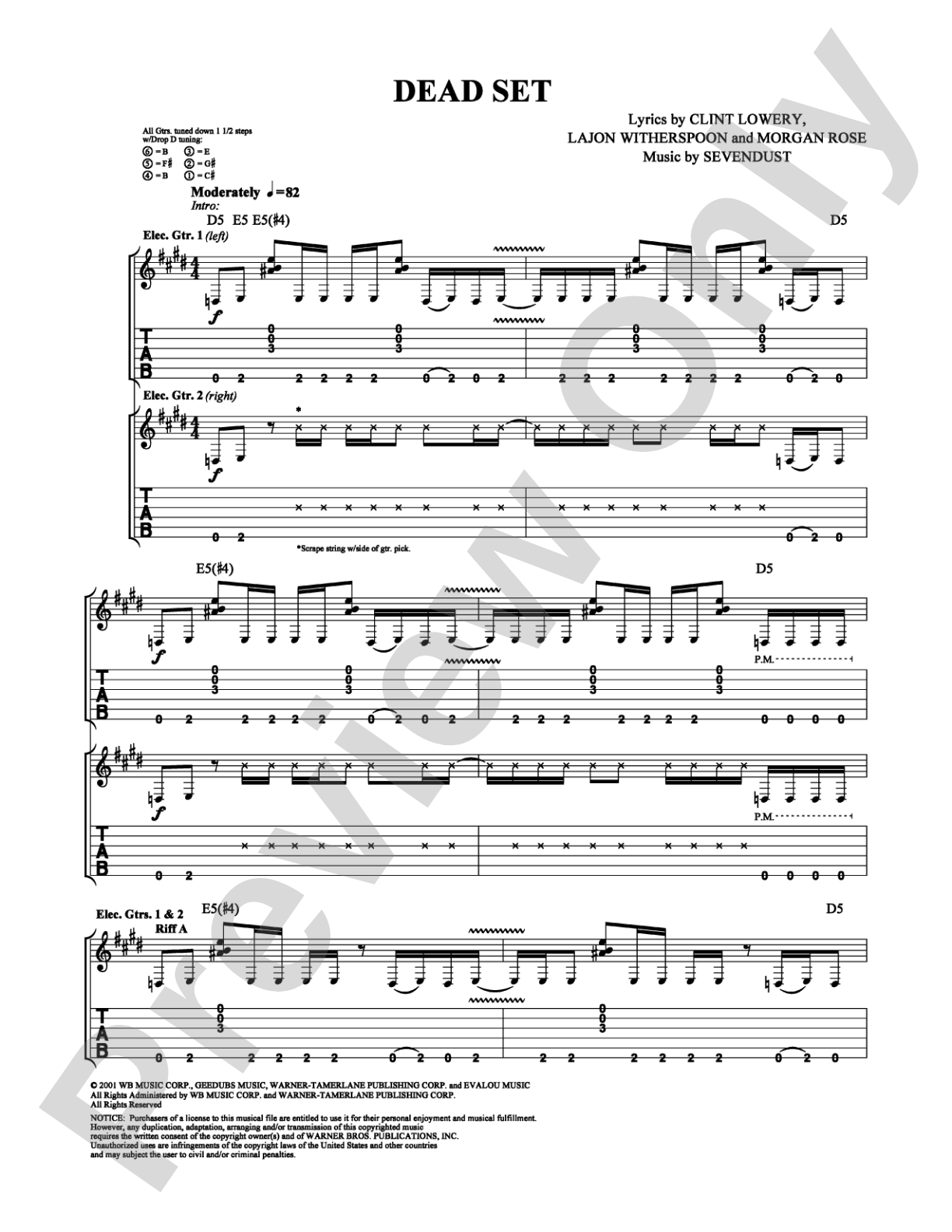 Dead Set: Guitar TAB Digital Sheet Music