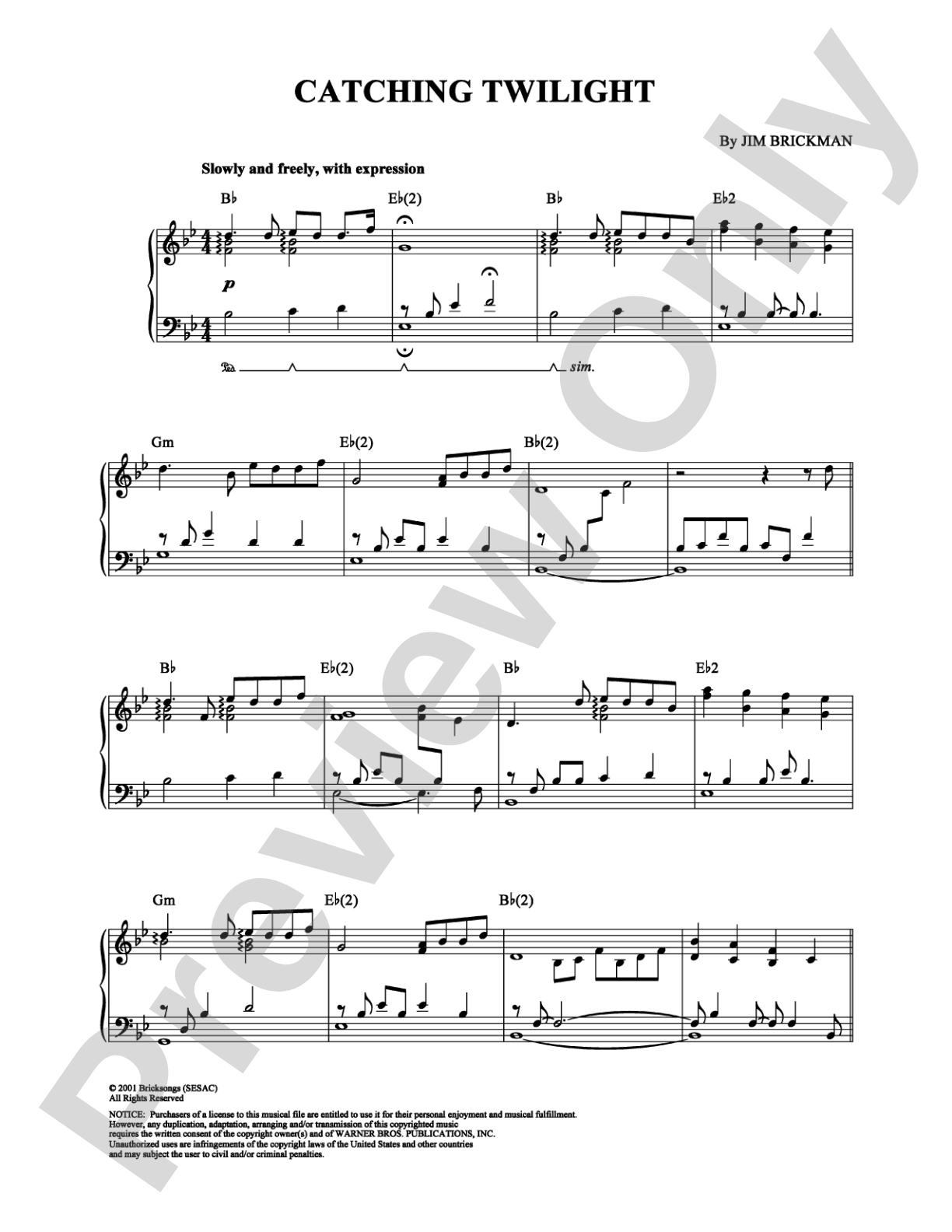 Catching Twilight: Piano Digital Sheet Music