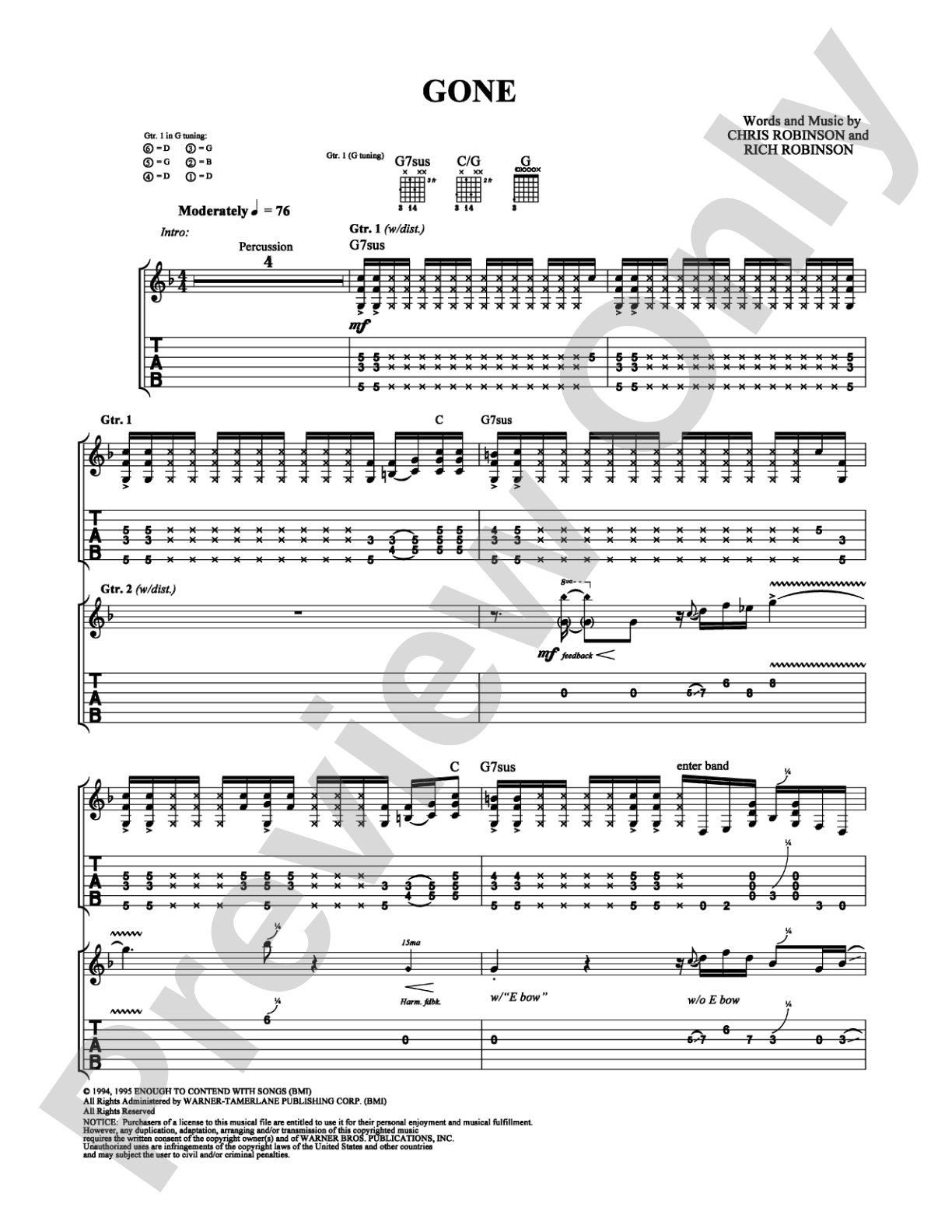 Gone: Guitar TAB Digital Sheet Music