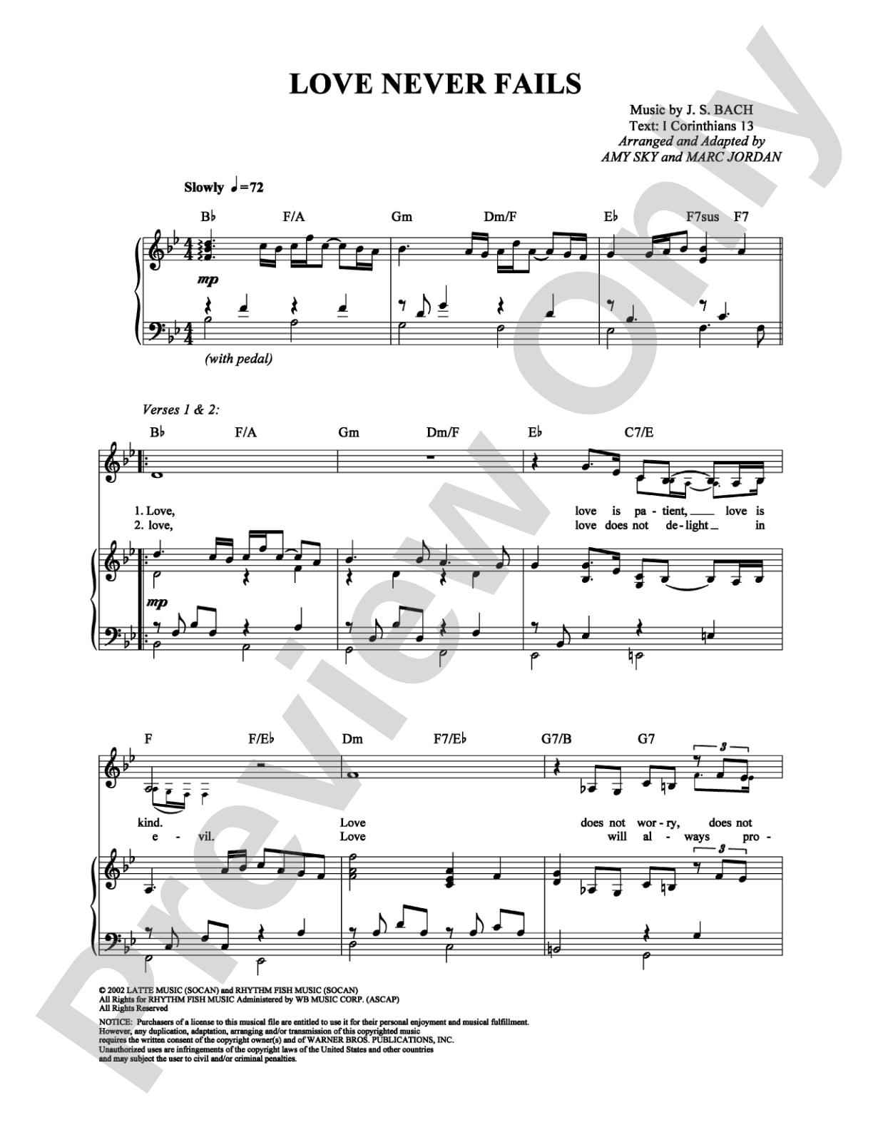 Love Never Fails: Piano/Vocal/Chords Digital Sheet Music