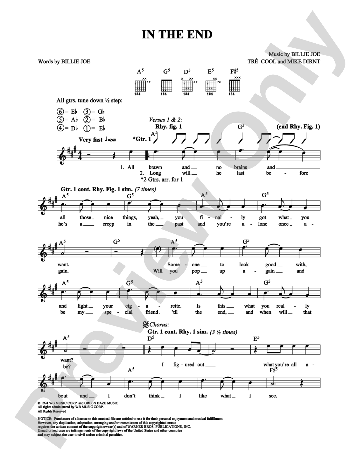 In The End: Guitar TAB Digital Sheet Music