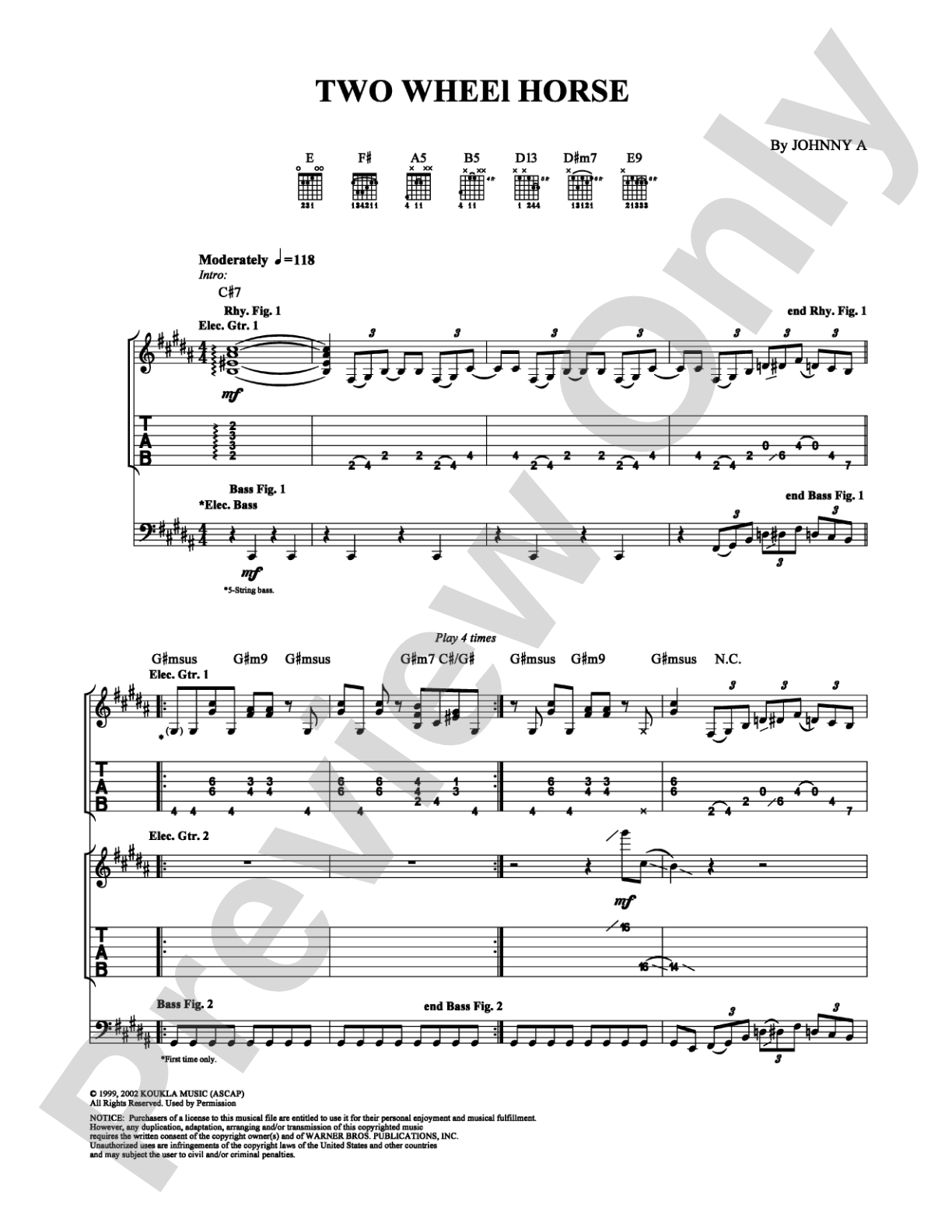 Two Wheel Horse: Guitar TAB Digital Sheet Music