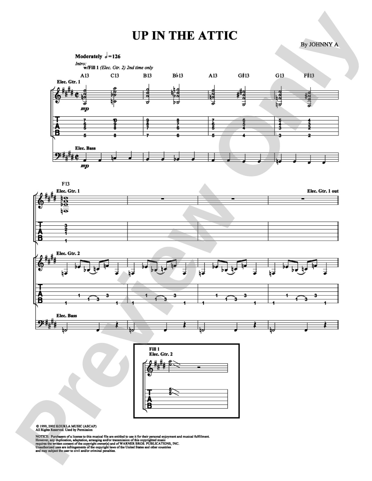 Up in the Attic: Guitar TAB Digital Sheet Music