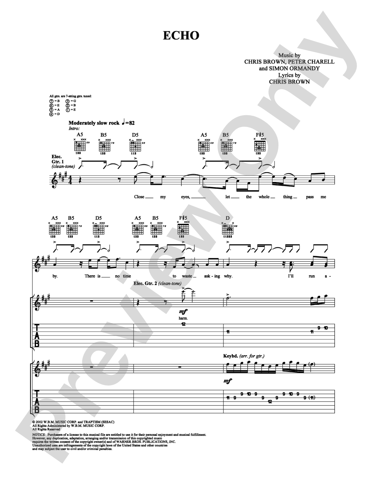 Echo: Guitar TAB Digital Sheet Music
