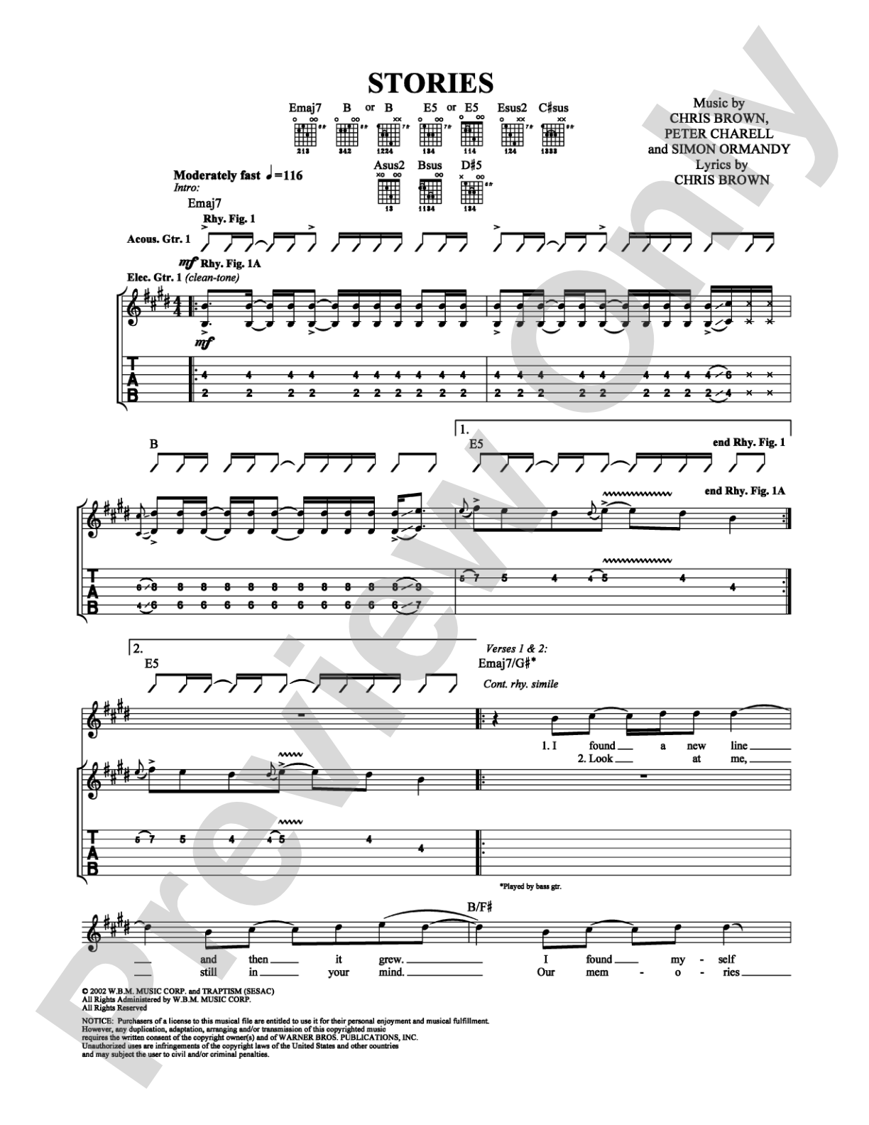 Stories: Guitar TAB Digital Sheet Music