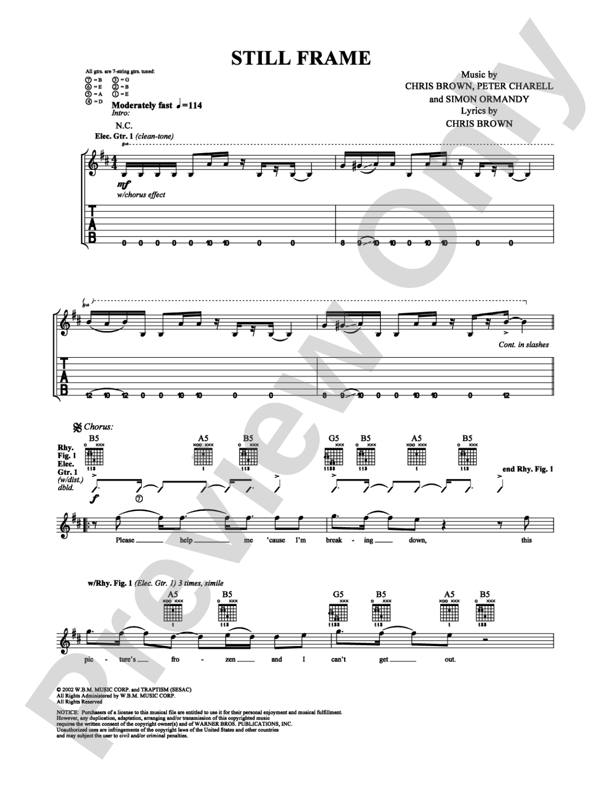 Still Frame: Guitar TAB Digital Sheet Music