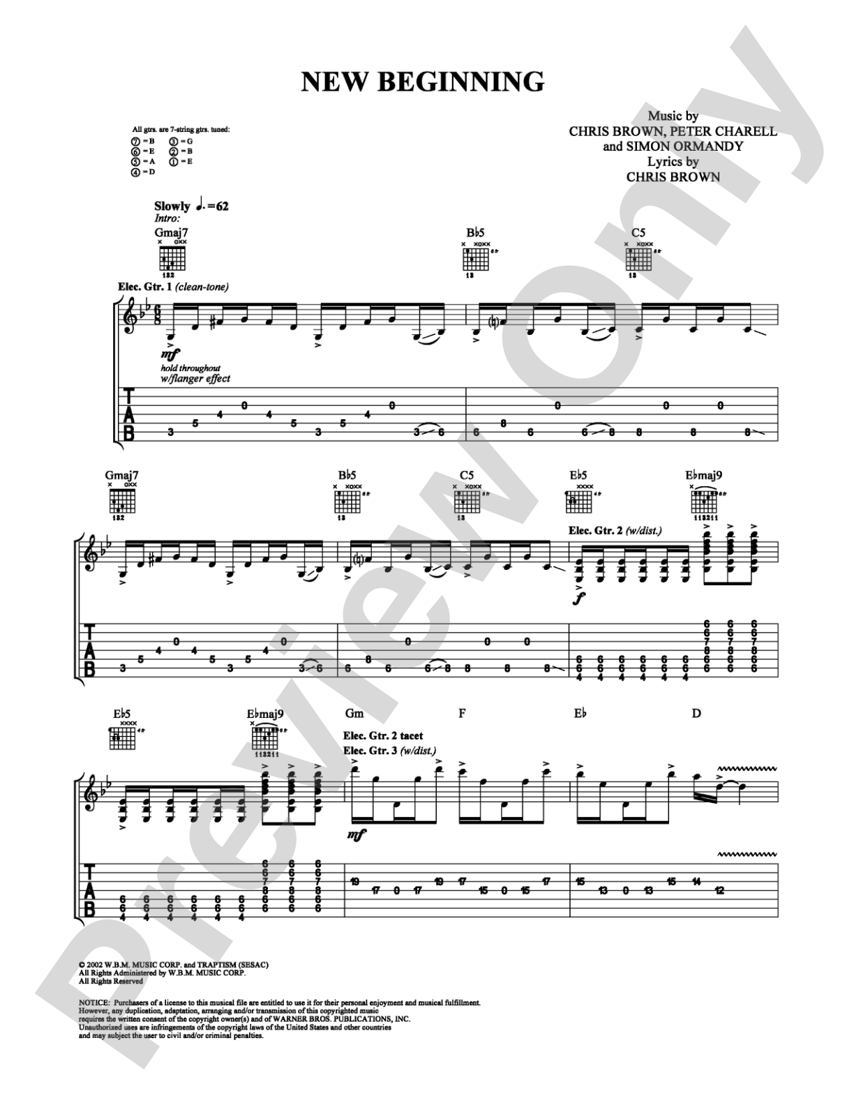 New Beginning: Guitar TAB Digital Sheet Music