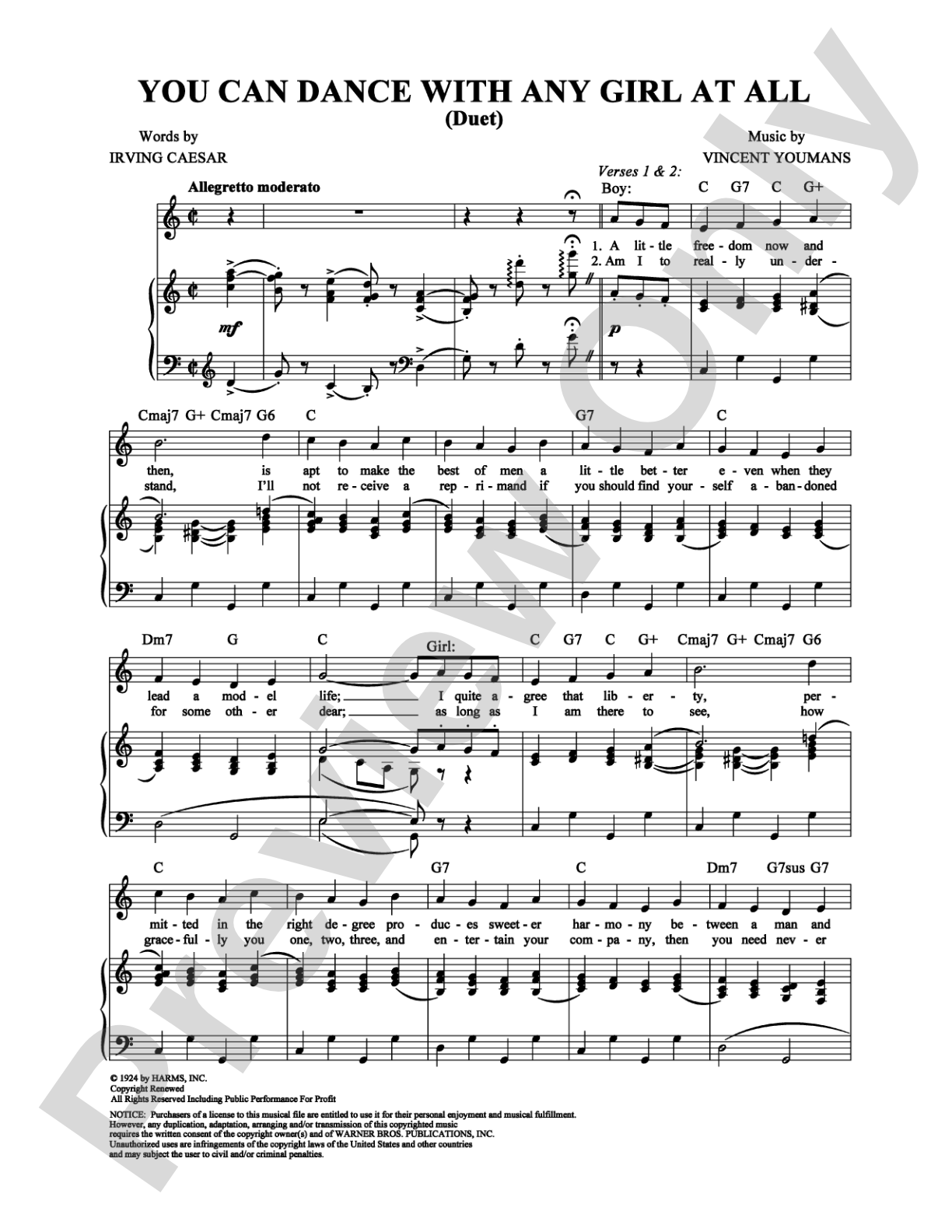 You Can Dance with Any Girl at All: Piano/Vocal/Chords Digital Sheet Music
